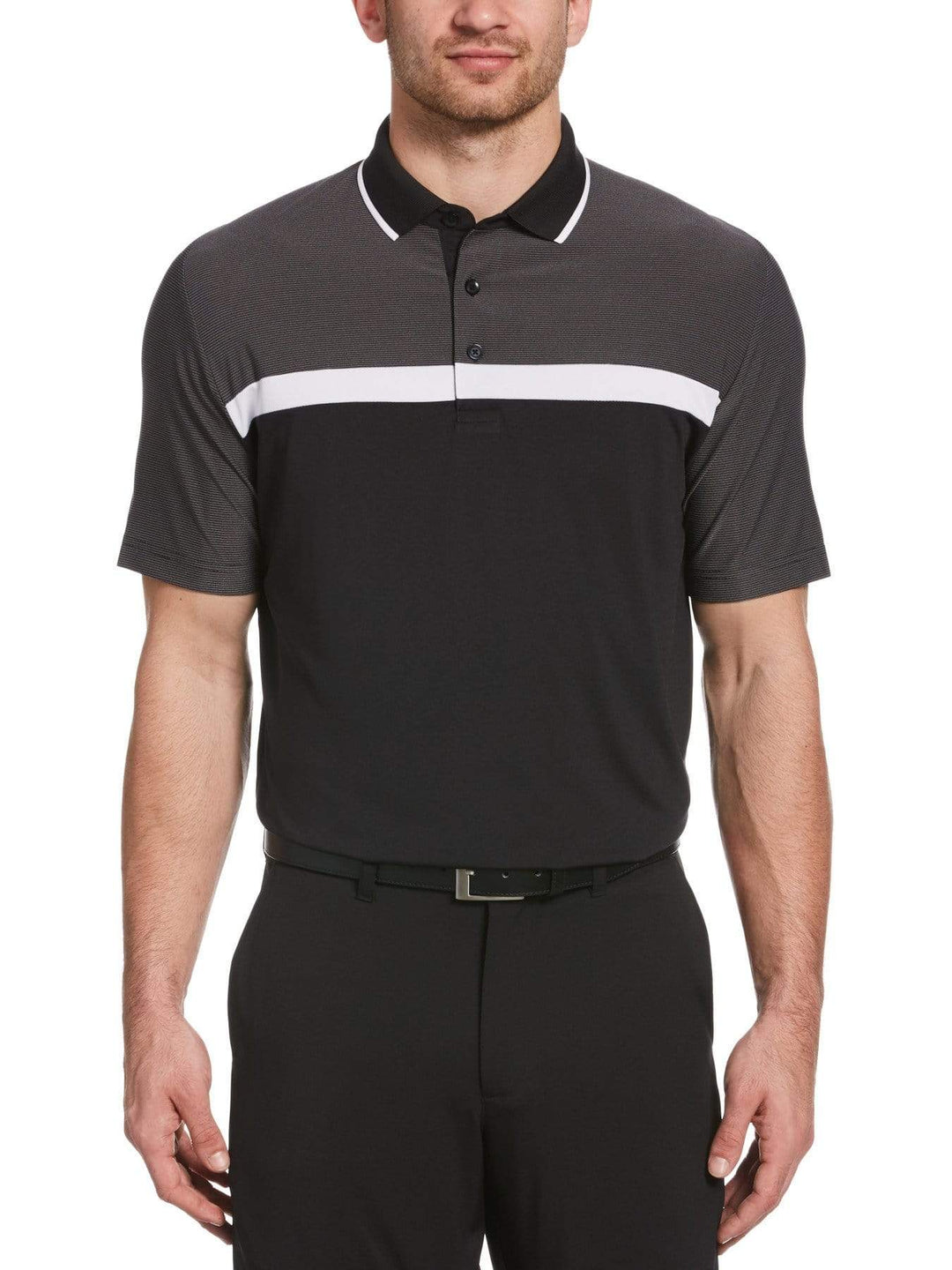 Mens Swing Tech Fine Line Color Block Golf Polo-Polos-Caviar-XXXL-Callaway Apparel
