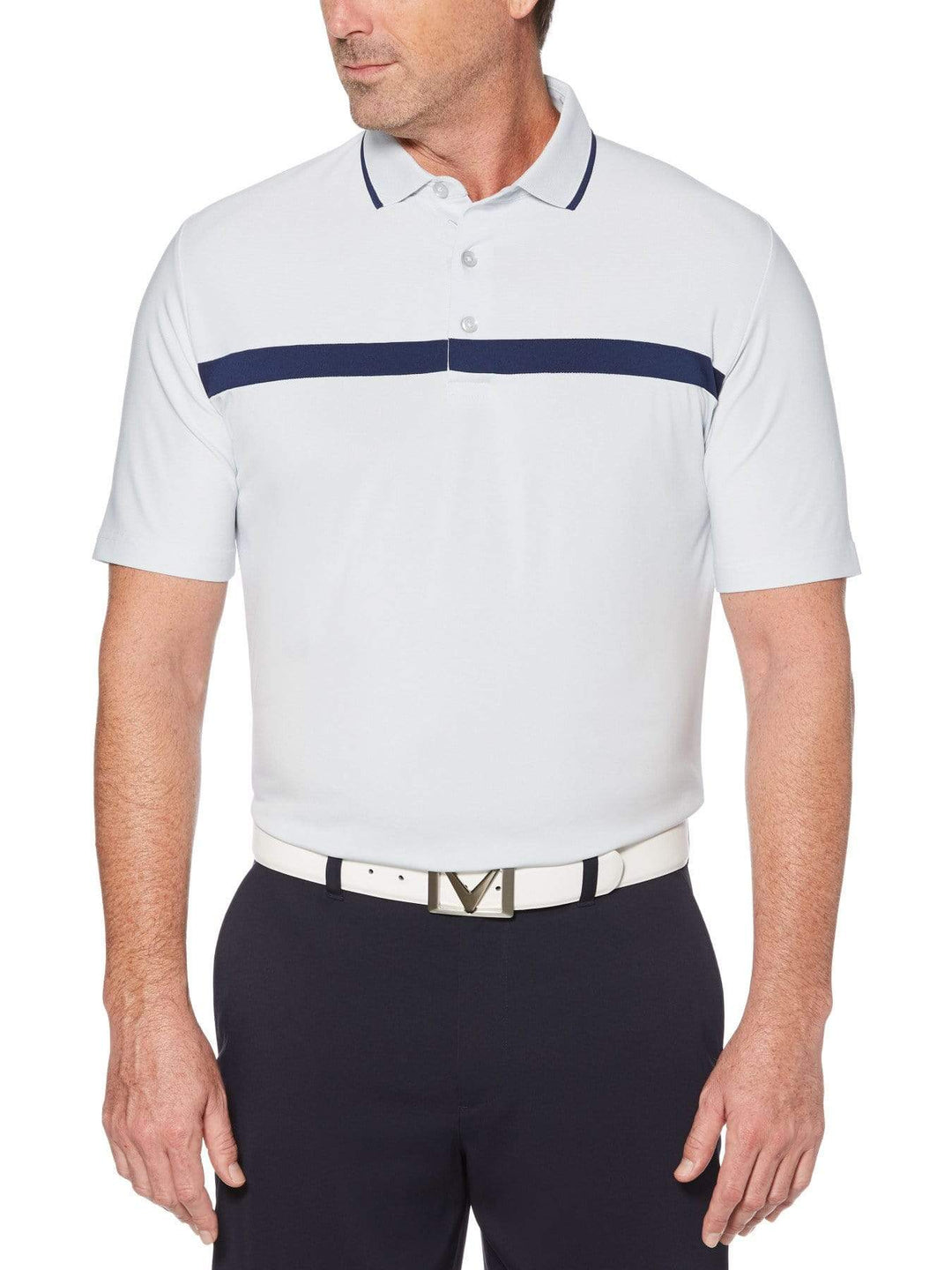 Mens Swing Tech Fine Line Color Block Golf Polo-Polos-Gray Dawn-XXXL-Callaway Apparel