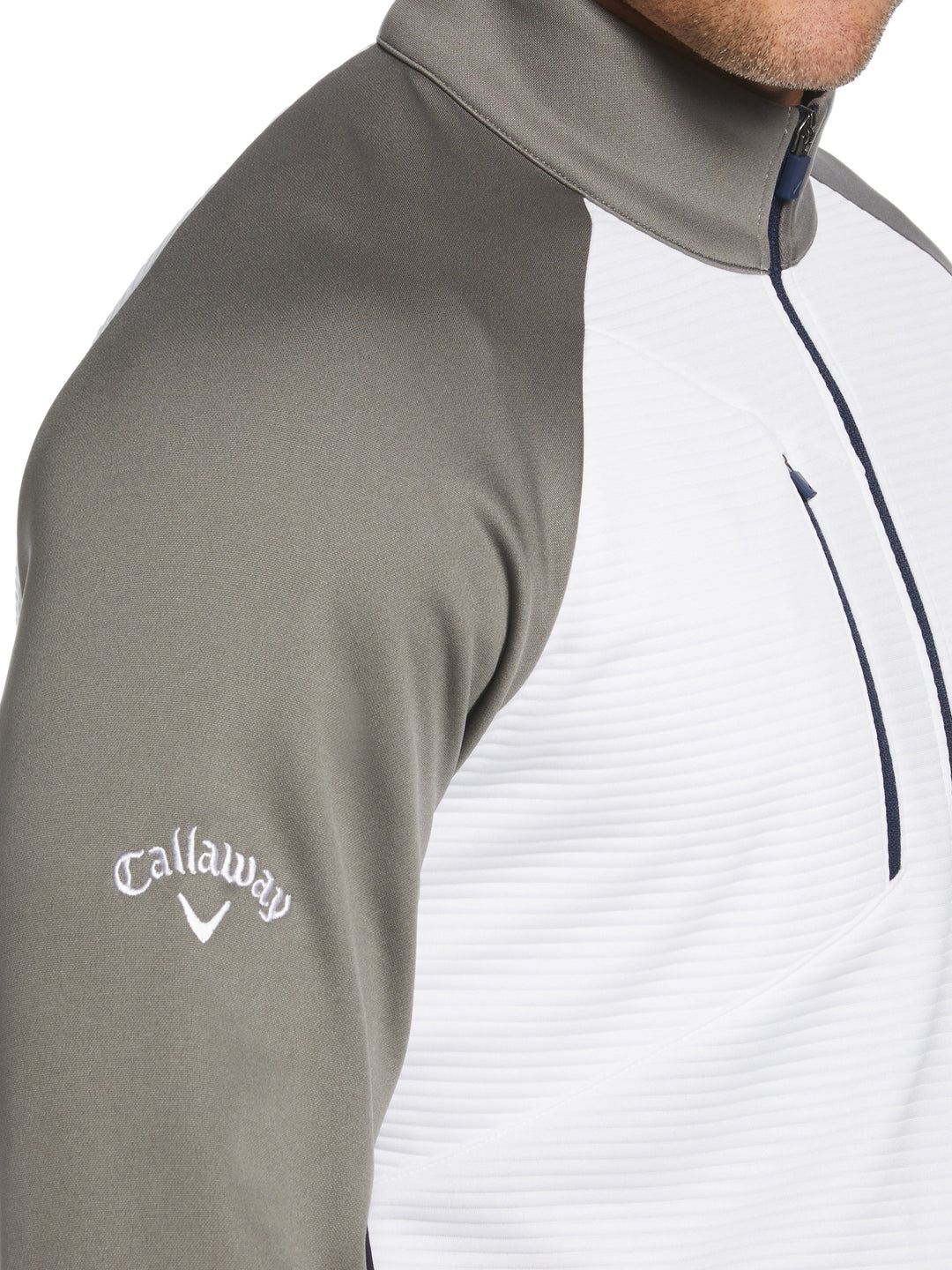 Mens Swing Tech Midweight Ottoman Fleece 1/4 Zip Golf Sweater (Bright White) 