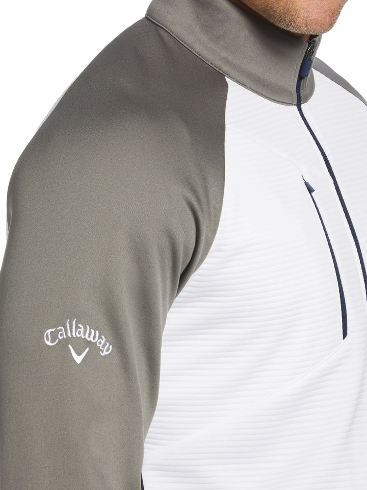Mens Swing Tech Midweight Ottoman Fleece 1/4 Zip Golf Sweater (Bright White) 
