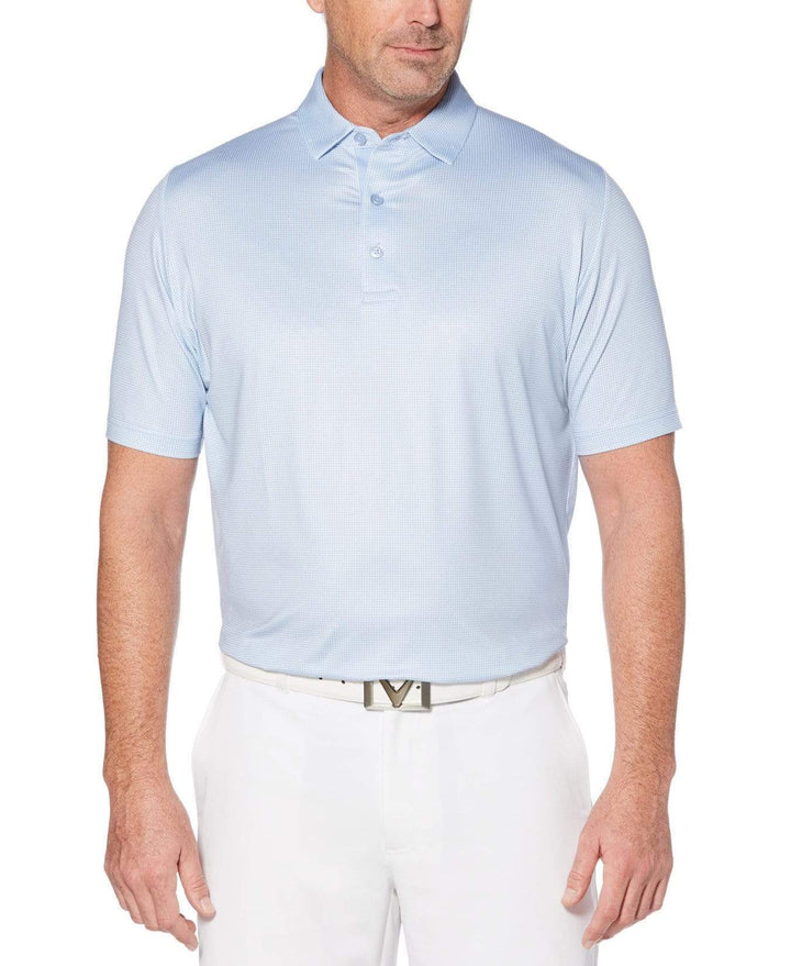 Mens Swing Tech Printed Gingham Polo Polos Brunnera Blue / XL