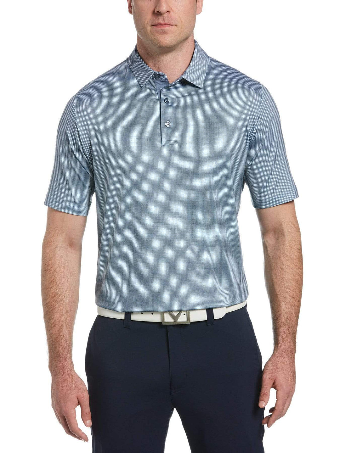 Mens Swing Tech Printed Gingham Polo-Polos-Flint Stone-XL-Callaway