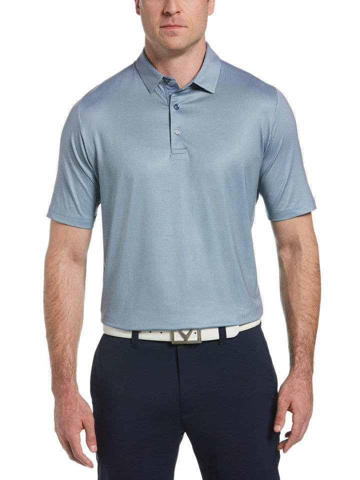 Mens Swing Tech Printed Gingham Polo-Polos-Flint Stone-XL-Callaway