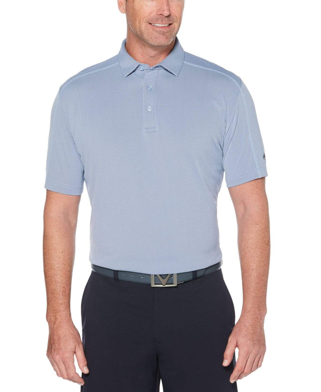 Mens Swing Tech Printed Gingham Polo Polos Gray Dawn / L