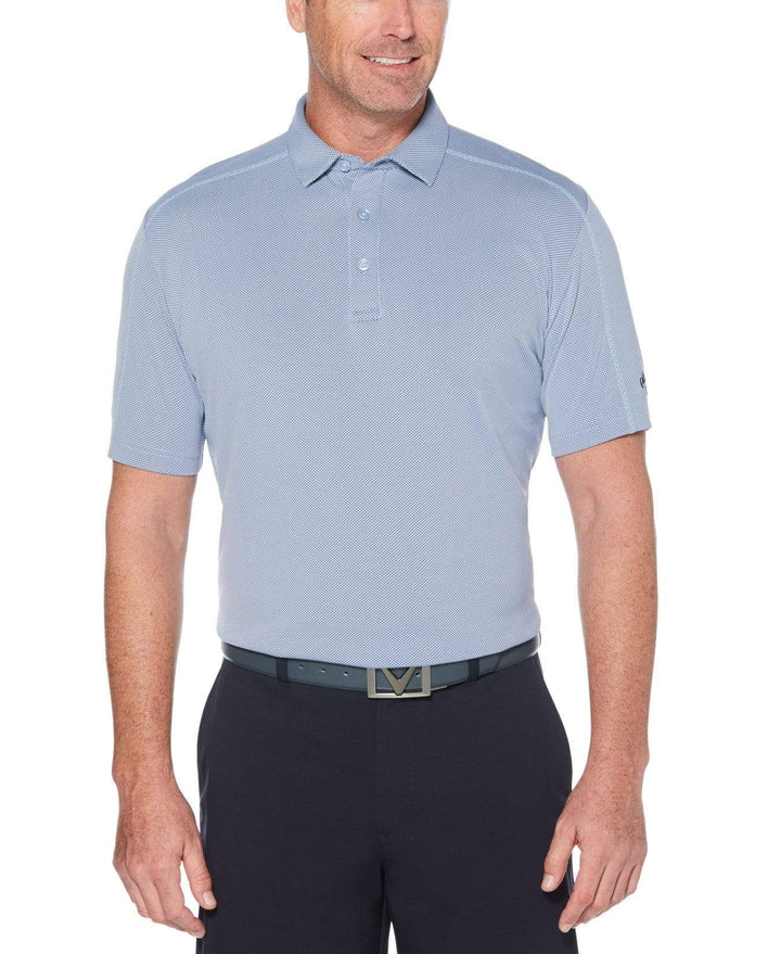 Mens Swing Tech Printed Gingham Polo Polos Gray Dawn / L