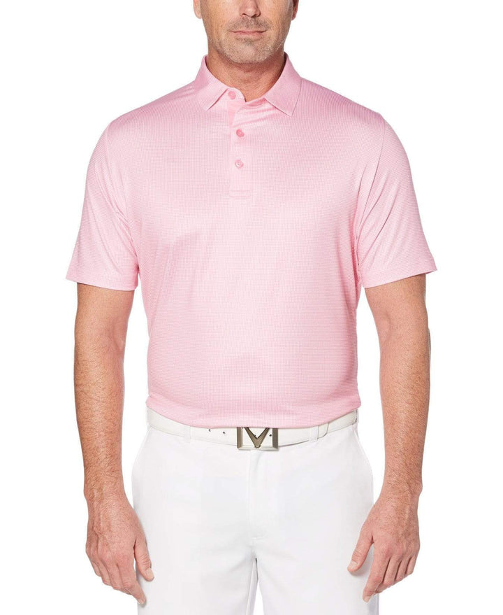 Mens Swing Tech Printed Gingham Polo Polos Sachet Pink / XXL