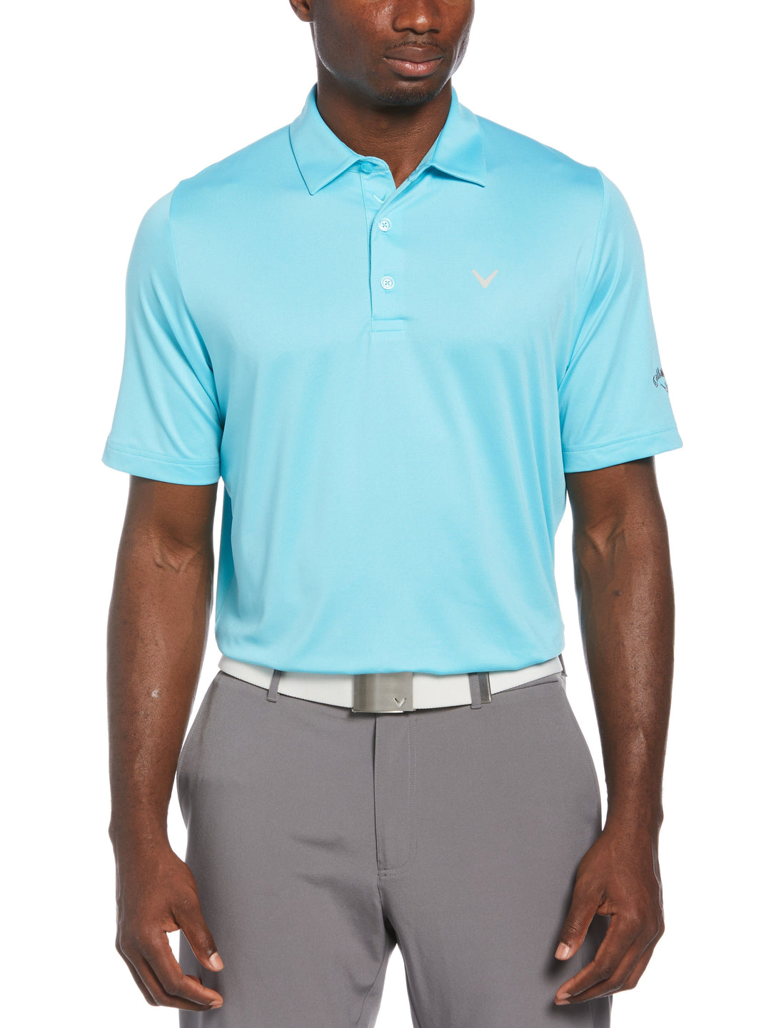 Men's Swing Tech Solid Golf Polo Shirt (Santorini Blue)
