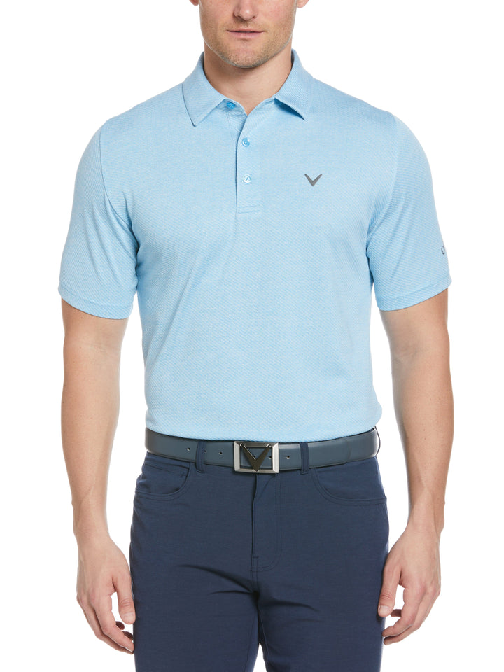 Men's Swing Tech Ventilated Heather Jacquard Golf Polo Shirt (Blue Grotto Heather) 