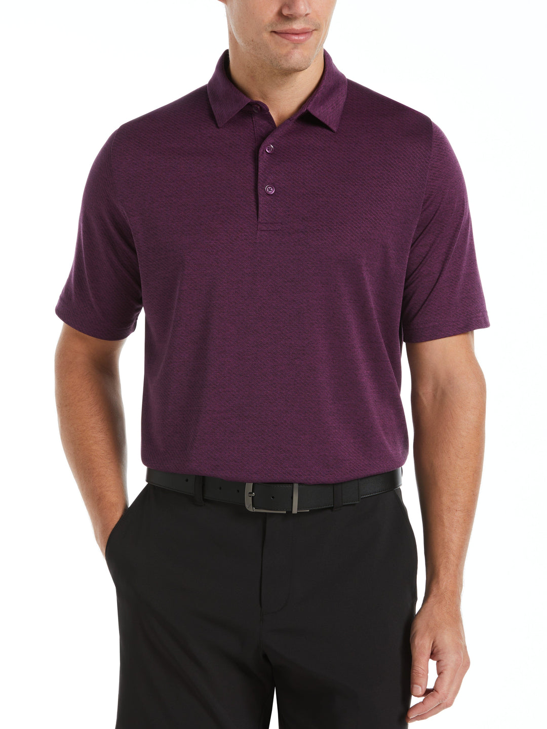 Mens Swing Tech Ventilated Heather Jacquard Golf Polo Shirt (Dark Purple Htr) 
