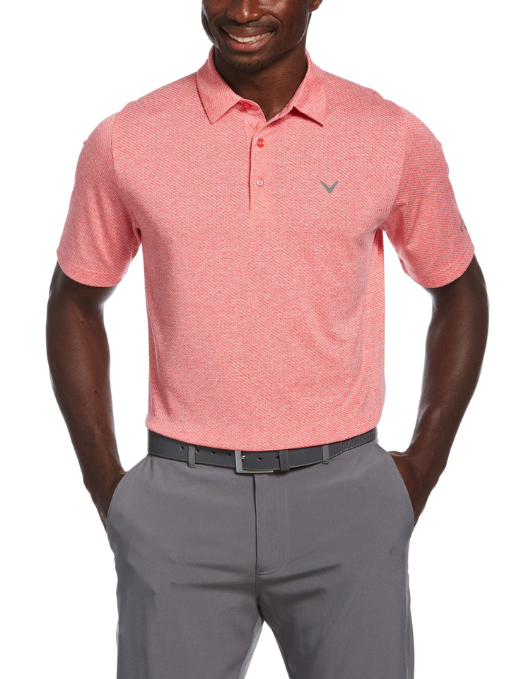 Men's Swing Tech Ventilated Heather Jacquard Golf Polo Shirt (Teaberry Htr) 