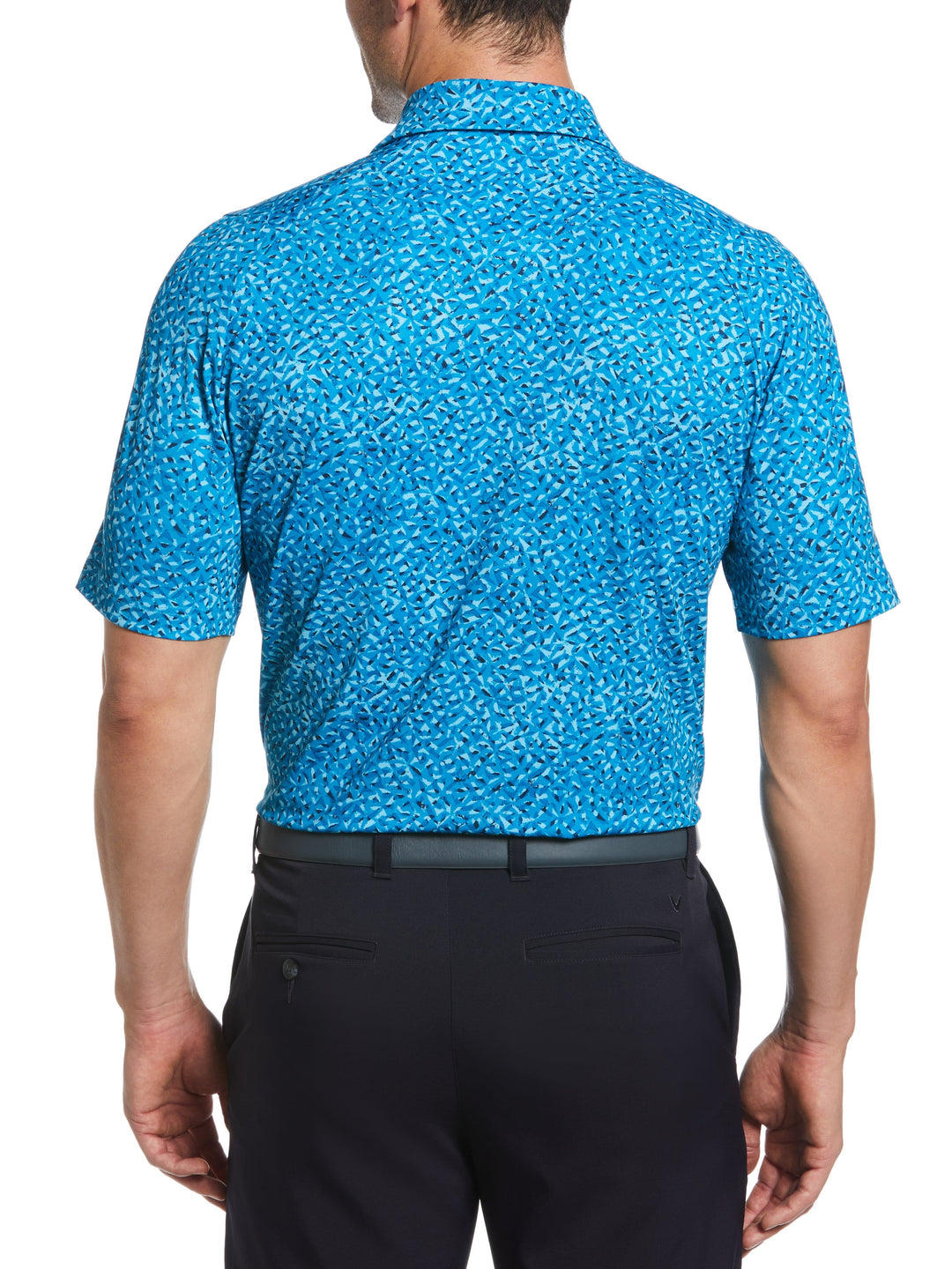 Mens Swing Tech Ventilated Layered Print Golf Polo (Hawaiian Ocean) 