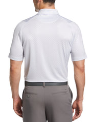 Men's Swing Tech Allover Chevron Golf Polo Shirt (Bright White/Peacoat) 