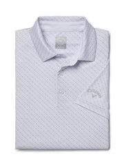 Men's Swing Tech Allover Chevron Golf Polo Shirt (Bright White/Peacoat) 