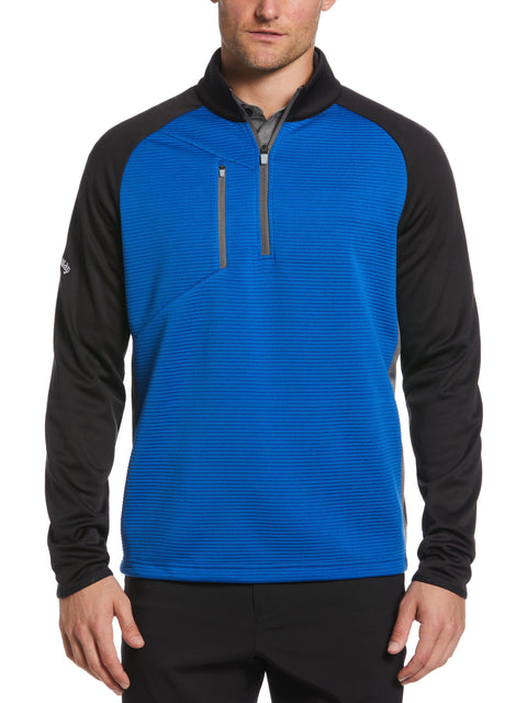 Mens Swing Tech Midweight Ottoman Fleece 1/4 Zip Golf Sweater (Magnetic Blue) 