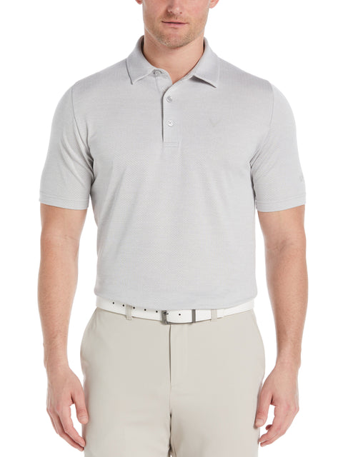 Men's Swing Tech Ventilated Heather Jacquard Golf Polo Shirt (White Grey Htr) 