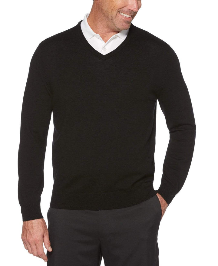 Mens V-Neck Merino Sweater Sweaters Black Onyx / XXL
