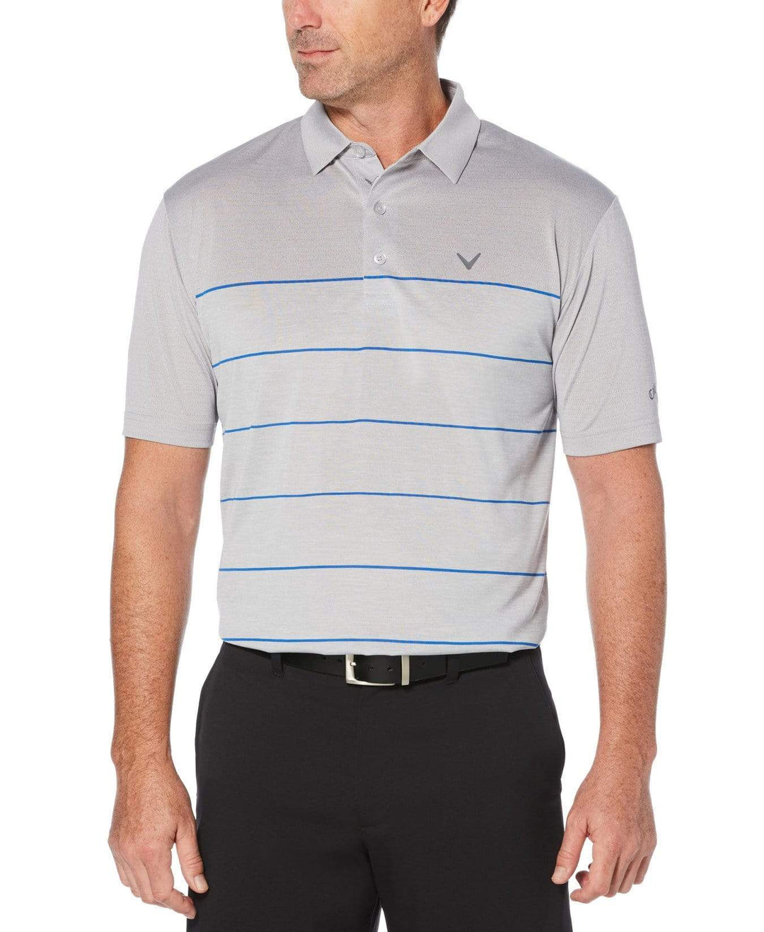 Mens Ventialted Heather Stripe Polo Polos Lt Gray Dawn Heather / M