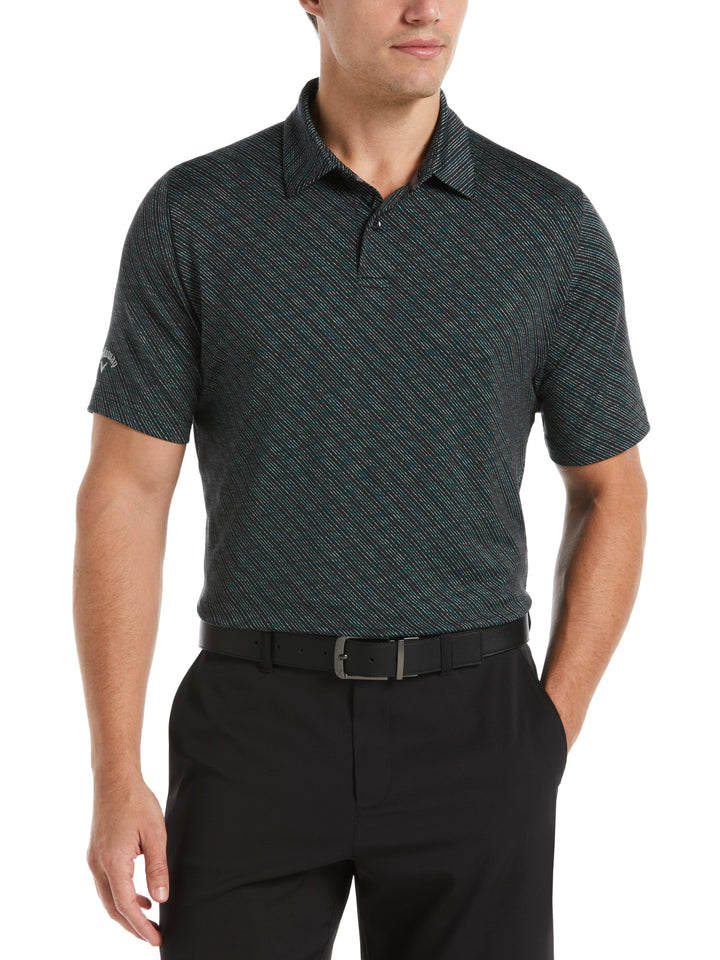 Ventilated Space Dye Line Print Golf Polo (Caviar) 