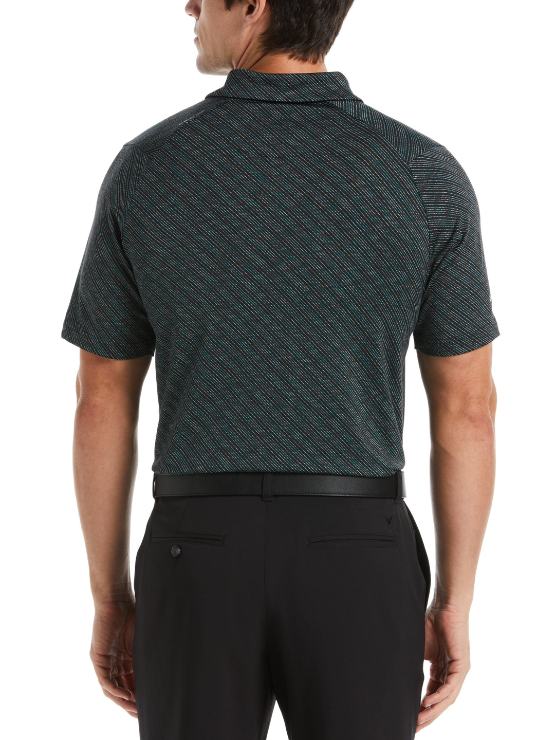 Ventilated Space Dye Line Print Golf Polo (Caviar) 
