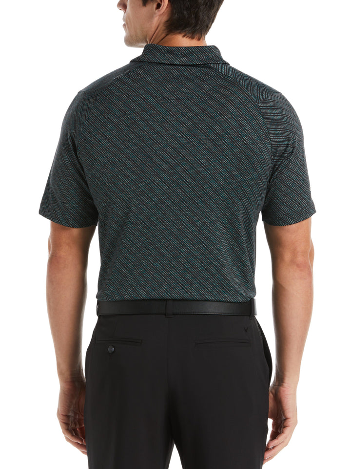 Ventilated Space Dye Line Print Golf Polo (Caviar) 