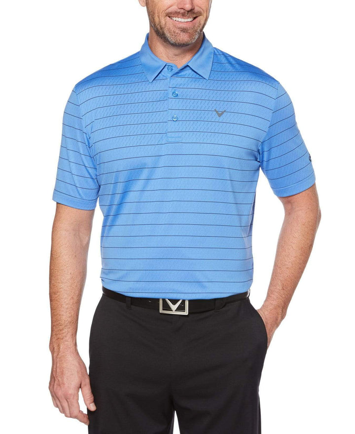 Mens Ventilated Stripe Polo with Chevron Polos Marina / S