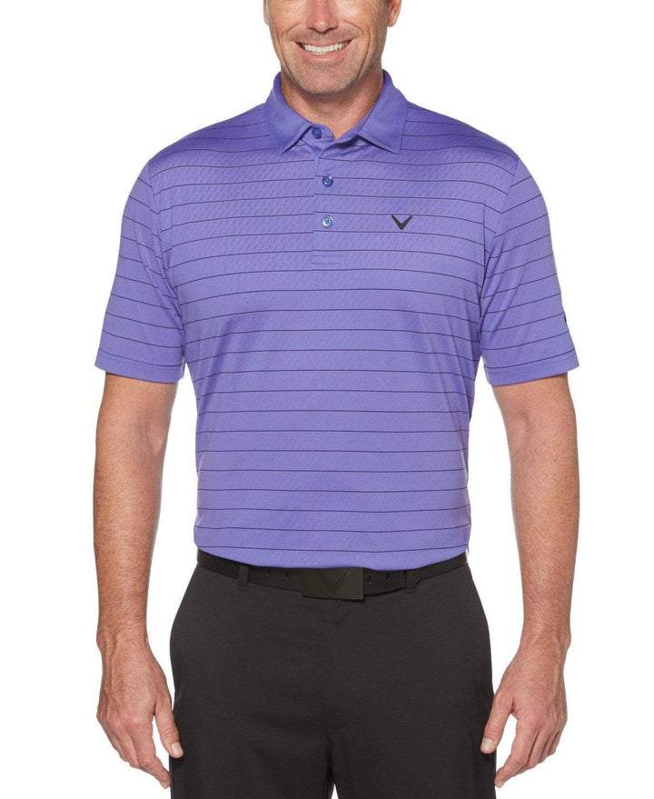 Mens Ventilated Stripe Polo with Chevron Polos Purple Iris / L