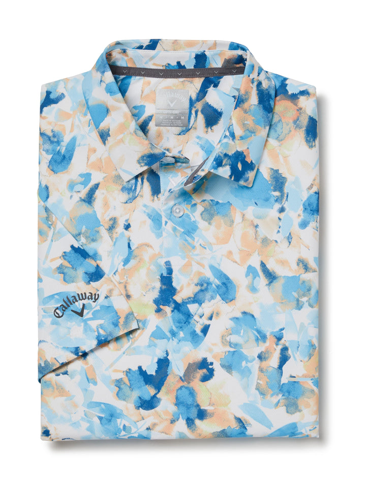X-Ray Floral Print Golf Polo (Bright White) 