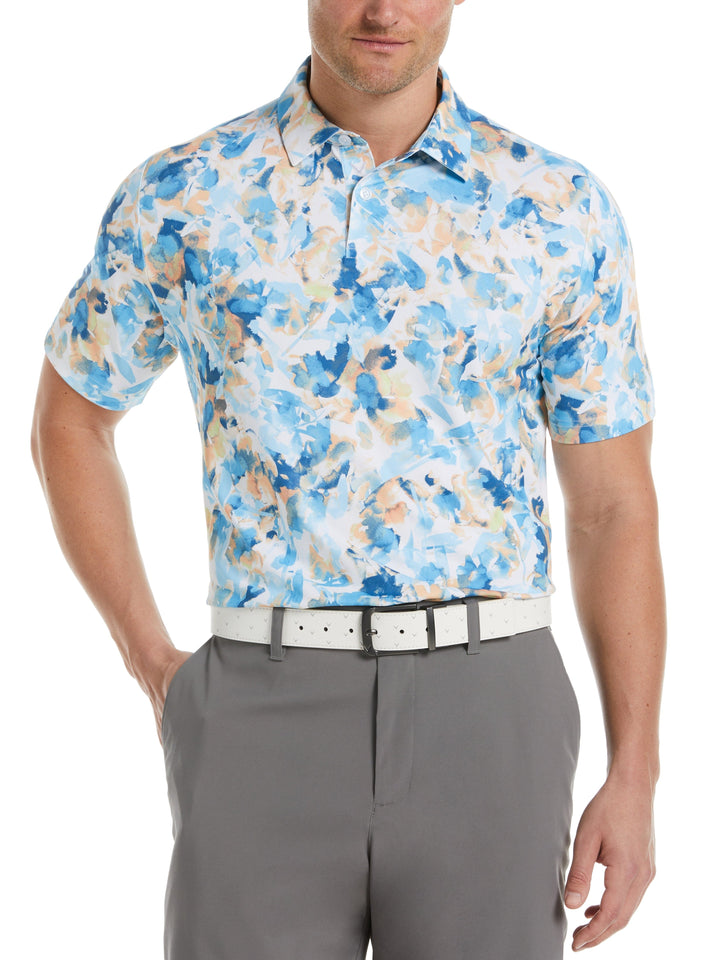 Mens X-Ray Floral Print Golf Polo-Polos-Bright White-XL-Callaway