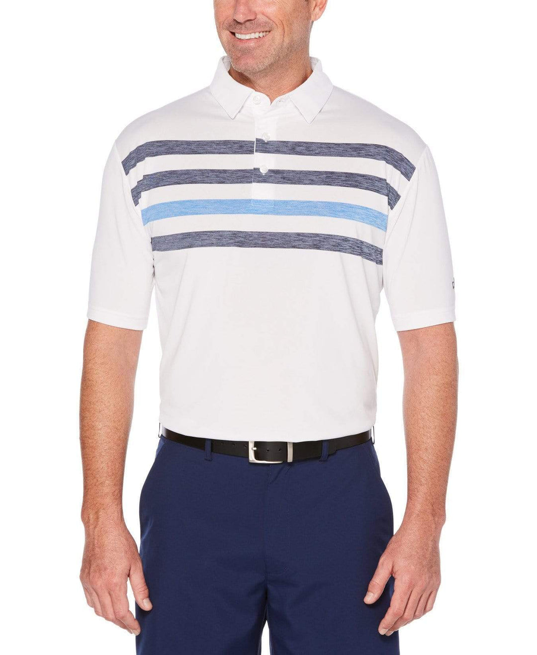 Mens Yarn Dyed Color Block Raglan Polo Polos Bright White / M