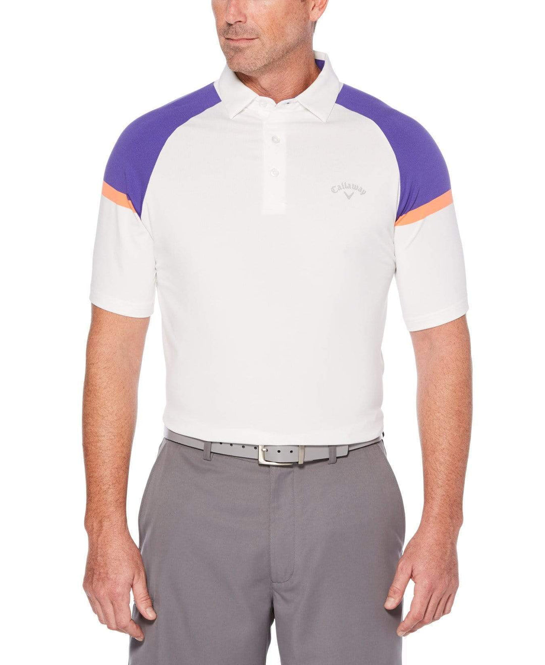 Mens Yarn Dyed Color Block Raglan Polo with Chevron Polos Bright White / XL