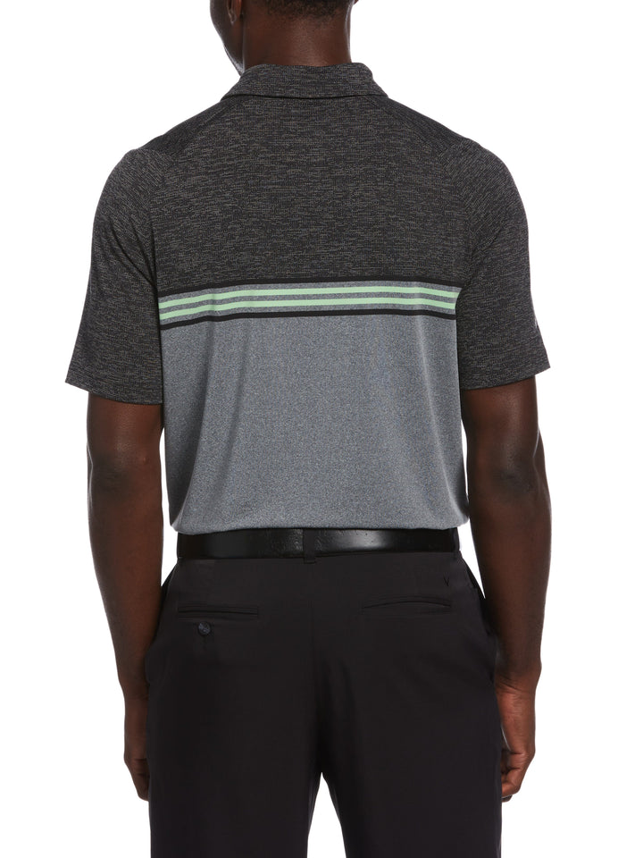 Yarn Dyed Ventilated Jaspe Engineered Stripe Golf Polo (Caviar Heather) 