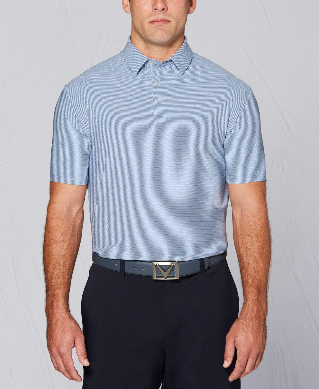 Tour Authentic Heather Striped Polo Polos Chambray Blue Heather / L