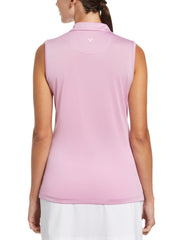 Quarter Zip Heather Sleeveless Golf Polo (Sunset Pink Htr) 