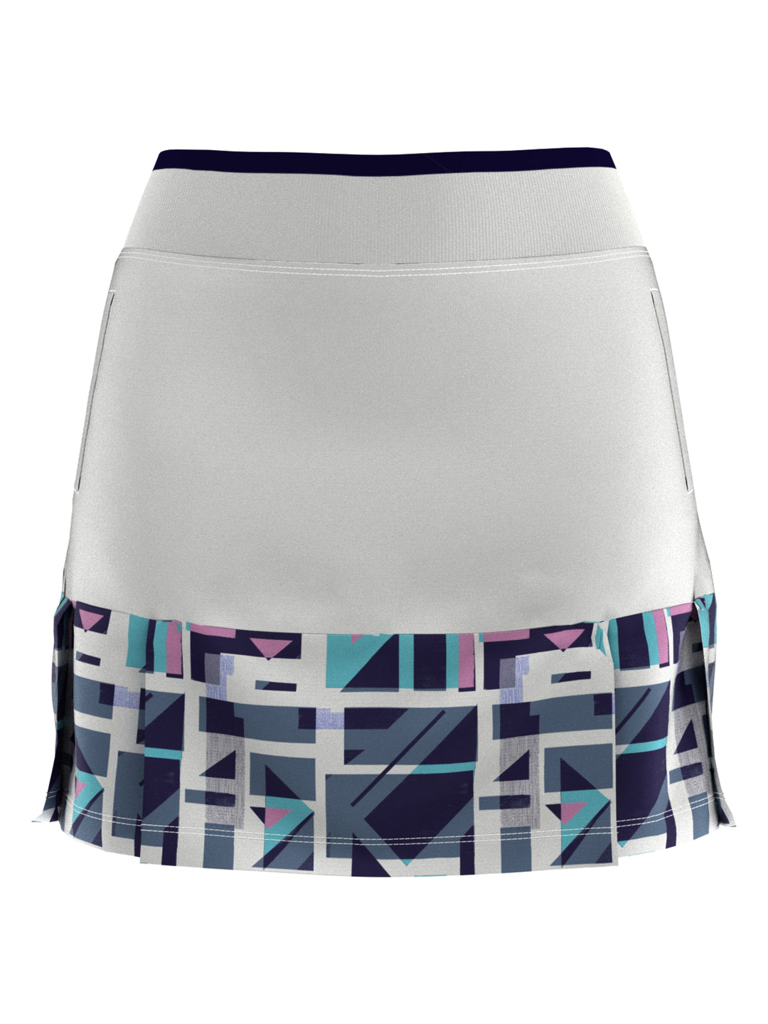 16" Geo Print Pleated Hem Golf Skort (Brilliant White) 