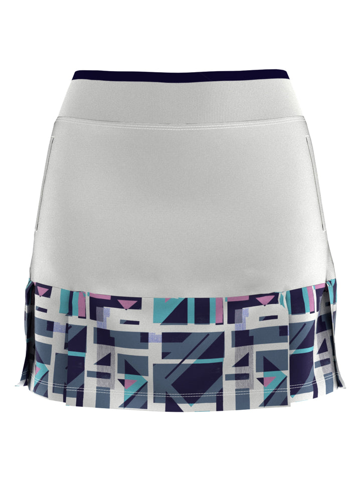 16" Geo Print Pleated Hem Golf Skort (Brilliant White) 