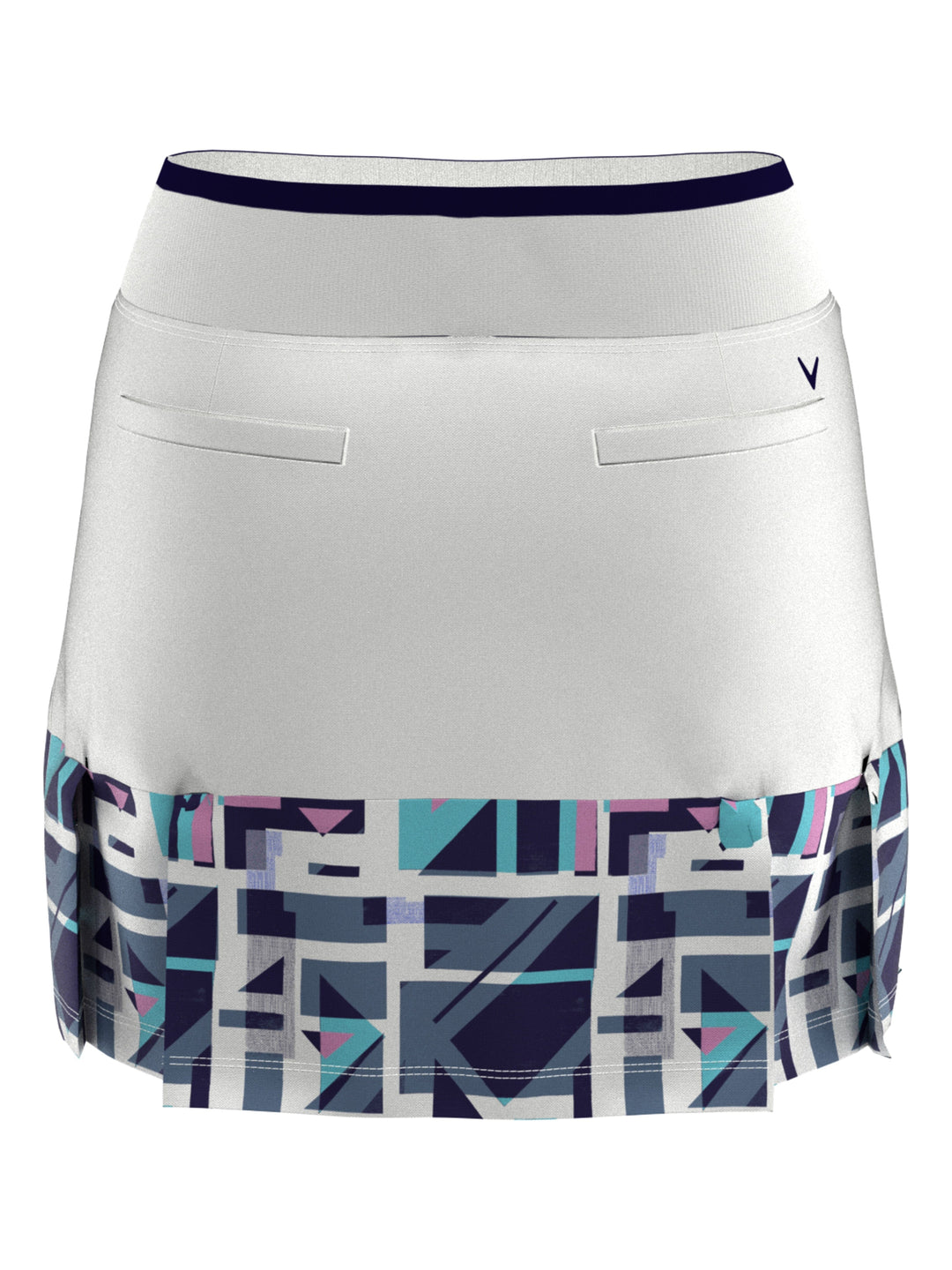 16" Geo Print Pleated Hem Golf Skort (Brilliant White) 