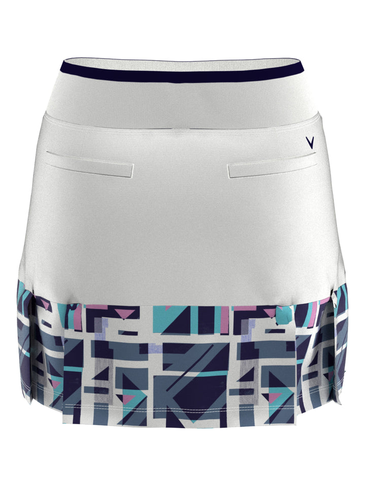 16" Geo Print Pleated Hem Golf Skort (Brilliant White) 