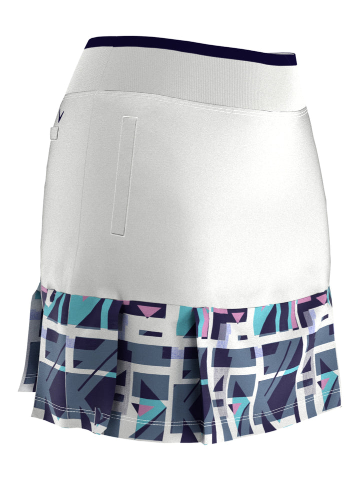 16" Geo Print Pleated Hem Golf Skort (Brilliant White) 