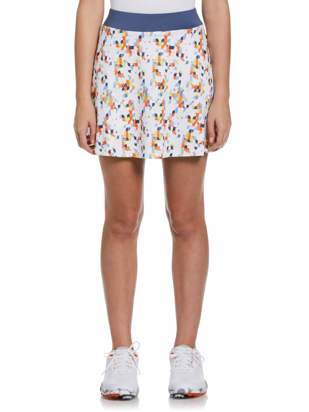 17" Geo Print Flounce Golf Skort (Brilliant White) 