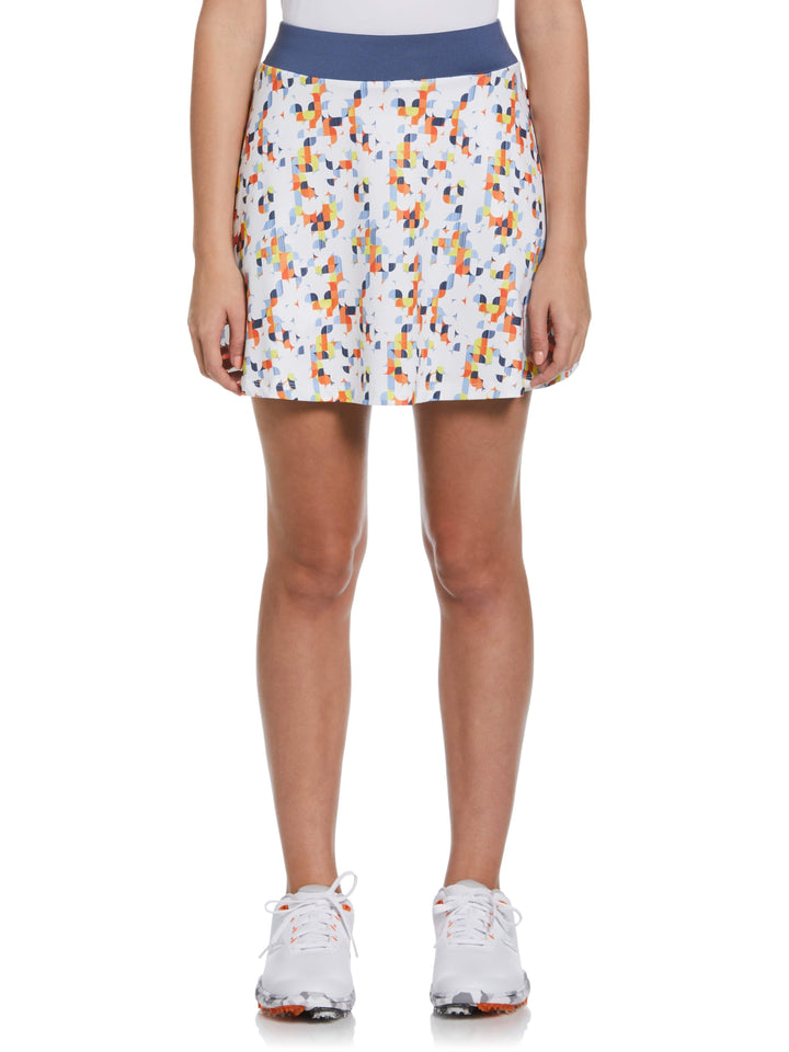 17" Geo Print Flounce Golf Skort (Brilliant White) 