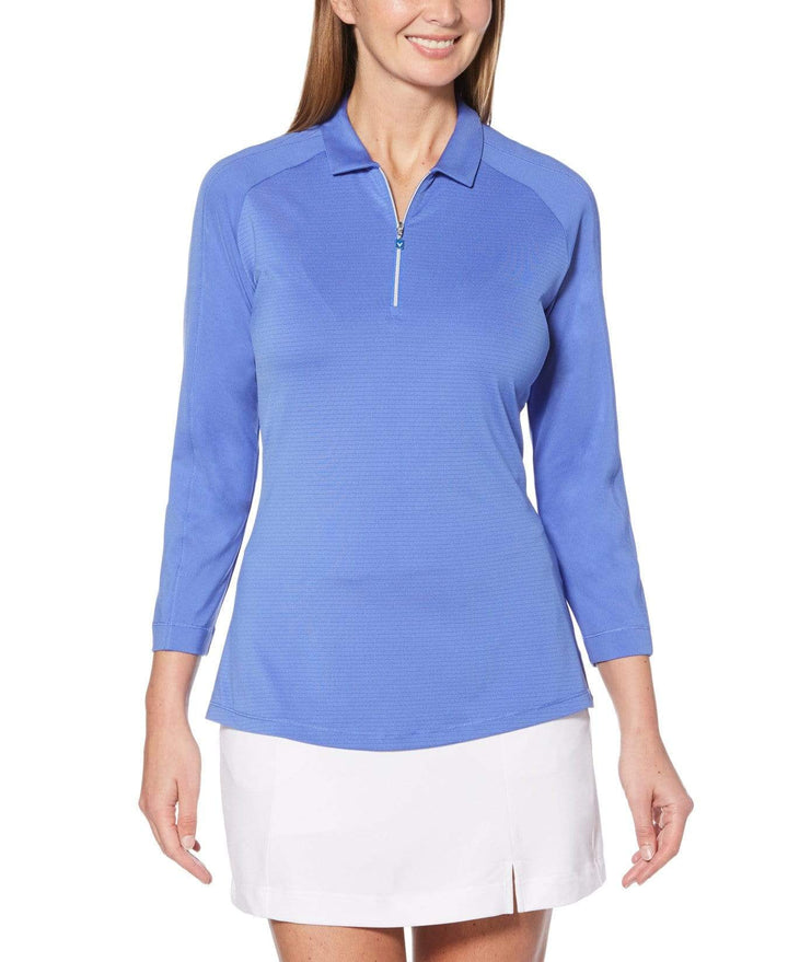 Womens 3/4 Sleeve Swing Tech Shadow Stripe Polo Polos Amparo Blue / M