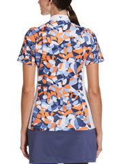 Abstract Floral Print Golf Shirt (Blue Indigo) 