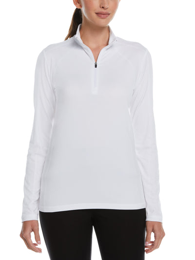 Brushed Heather Jersey 1/4 Zip Golf Pullover (Brilliant White) 