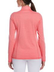 Brushed Heather Jersey 1/4 Zip Golf Pullover (Coral Paradise Htr) 