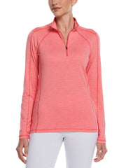 Brushed Heather Jersey 1/4 Zip Golf Pullover (Coral Paradise Htr) 