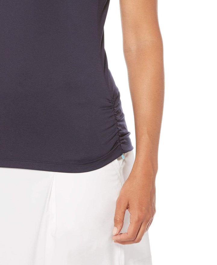 Womens Color Block Mock Polo Polos Peacoat / XL