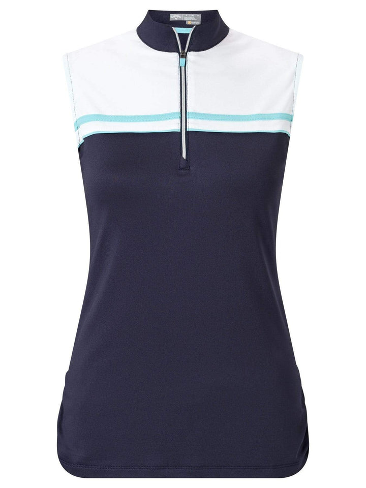 Womens Color Block Mock Polo Polos Peacoat / XL