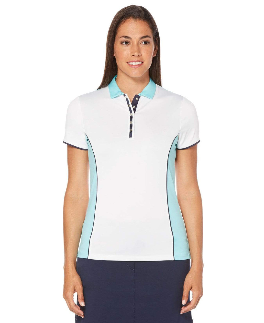 Womens Color Block Polo Polos Blue Radiance / XS
