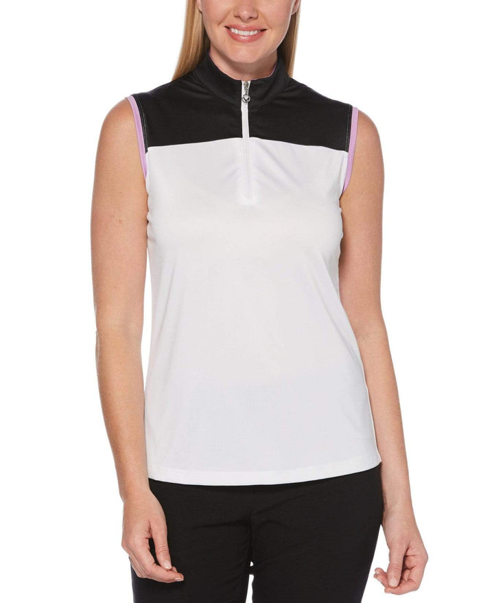 Womens Color Block Polo Jackets Brilliant White / M