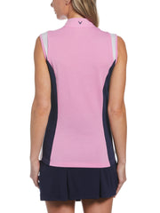Womens Color Block Snap Front Golf Polo with Mesh Top Detail-Polos-Callaway